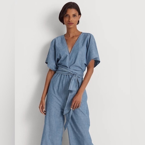 Ralph Lauren Pants - Ralph by Ralph Lauren Chambray Blue Belted Wrap Jumpsuit. NWT